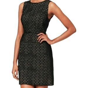 NWOT Ann Taylor Loft‎ Fan Eyelet Lace Sleeveless Black Sheath Dress Size 6